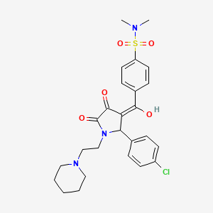 molecular formula C26H30ClN3O5S B11629288 4-({2-(4-chlorophenyl)-4-hydroxy-5-oxo-1-[2-(piperidin-1-yl)ethyl]-2,5-dihydro-1H-pyrrol-3-yl}carbonyl)-N,N-dimethylbenzenesulfonamide 