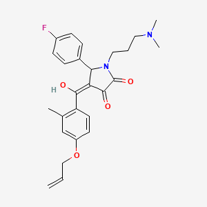 molecular formula C26H29FN2O4 B11629292 1-[3-(dimethylamino)propyl]-5-(4-fluorophenyl)-3-hydroxy-4-[2-methyl-4-(prop-2-en-1-yloxy)benzoyl]-2,5-dihydro-1H-pyrrol-2-one 