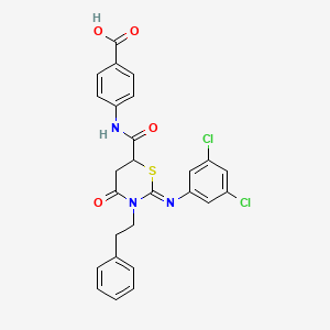 4-({[(2Z)-2-[(3,5-dichlorophenyl)imino]-4-oxo-3-(2-phenylethyl)-1,3-thiazinan-6-yl]carbonyl}amino)benzoic acid