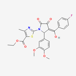 ethyl 2-{(3E)-2-(3,4-dimethoxyphenyl)-3-[(4-fluorophenyl)(hydroxy)methylidene]-4,5-dioxopyrrolidin-1-yl}-4-methyl-1,3-thiazole-5-carboxylate