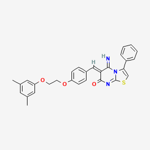 molecular formula C29H25N3O3S B11629325 (6Z)-6-{4-[2-(3,5-dimethylphenoxy)ethoxy]benzylidene}-5-imino-3-phenyl-5,6-dihydro-7H-[1,3]thiazolo[3,2-a]pyrimidin-7-one 