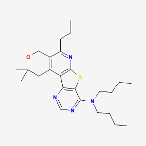 molecular formula C25H36N4OS B11629328 N,N-dibutyl-4,4-dimethyl-8-propyl-5-oxa-11-thia-9,14,16-triazatetracyclo[8.7.0.02,7.012,17]heptadeca-1(10),2(7),8,12(17),13,15-hexaen-13-amine 