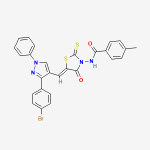 N-((5Z)-5-{[3-(4-bromophenyl)-1-phenyl-1H-pyrazol-4-yl]methylene}-4-oxo-2-thioxo-1,3-thiazolidin-3-yl)-4-methylbenzamide