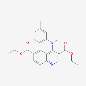 molecular formula C22H22N2O4 B11629377 Diethyl 4-[(3-methylphenyl)amino]quinoline-3,6-dicarboxylate 