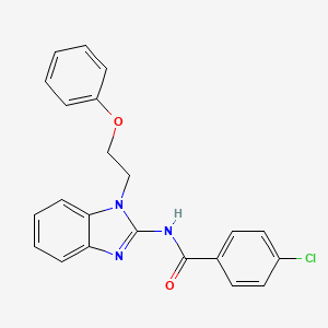 molecular formula C22H18ClN3O2 B11629389 4-chloro-N-[1-(2-phenoxyethyl)-1H-benzimidazol-2-yl]benzamide 