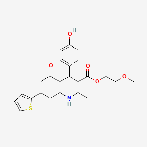 2-Methoxyethyl 4-(4-hydroxyphenyl)-2-methyl-5-oxo-7-(thiophen-2-yl)-1,4,5,6,7,8-hexahydroquinoline-3-carboxylate