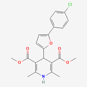 molecular formula C21H20ClNO5 B11629426 Dimethyl 4-[5-(4-chlorophenyl)-2-furyl]-2,6-dimethyl-1,4-dihydropyridine-3,5-dicarboxylate 