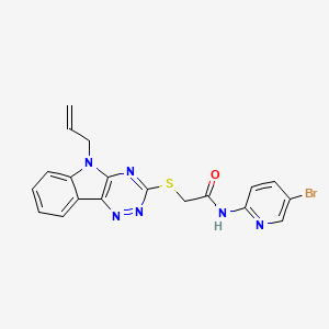 molecular formula C19H15BrN6OS B11629438 N-(5-bromopyridin-2-yl)-2-{[5-(prop-2-en-1-yl)-5H-[1,2,4]triazino[5,6-b]indol-3-yl]sulfanyl}acetamide 