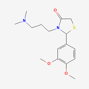 molecular formula C16H24N2O3S B11629463 2-(3,4-Dimethoxyphenyl)-3-[3-(dimethylamino)propyl]-1,3-thiazolidin-4-one 