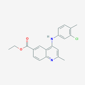 molecular formula C20H19ClN2O2 B11629493 Ethyl 4-[(3-chloro-4-methylphenyl)amino]-2-methylquinoline-6-carboxylate 