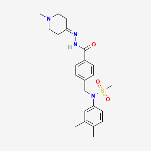 molecular formula C23H30N4O3S B11629496 N-(3,4-dimethylphenyl)-N-(4-{[2-(1-methylpiperidin-4-ylidene)hydrazino]carbonyl}benzyl)methanesulfonamide 