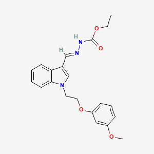 molecular formula C21H23N3O4 B11629589 ethyl (2E)-2-({1-[2-(3-methoxyphenoxy)ethyl]-1H-indol-3-yl}methylidene)hydrazinecarboxylate 