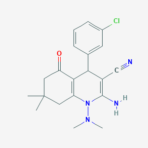 2-Amino-4-(3-chlorophenyl)-1-(dimethylamino)-7,7-dimethyl-5-oxo-1,4,5,6,7,8-hexahydroquinoline-3-carbonitrile