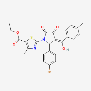 molecular formula C25H21BrN2O5S B11629593 ethyl 2-[2-(4-bromophenyl)-4-hydroxy-3-(4-methylbenzoyl)-5-oxo-2,5-dihydro-1H-pyrrol-1-yl]-4-methyl-1,3-thiazole-5-carboxylate 