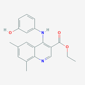 molecular formula C20H20N2O3 B11629614 Ethyl 4-[(3-hydroxyphenyl)amino]-6,8-dimethylquinoline-3-carboxylate 