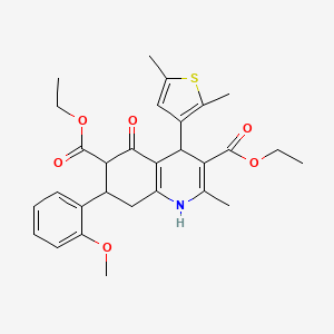 molecular formula C29H33NO6S B11629628 Diethyl 4-(2,5-dimethyl-3-thienyl)-7-(2-methoxyphenyl)-2-methyl-5-oxo-1,4,5,6,7,8-hexahydro-3,6-quinolinedicarboxylate 