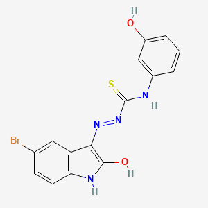 (2Z)-2-(5-bromo-2-oxo-1,2-dihydro-3H-indol-3-ylidene)-N-(3-hydroxyphenyl)hydrazinecarbothioamide