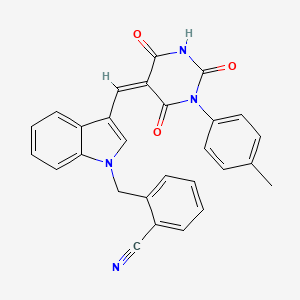 2-[(3-{(Z)-[4-hydroxy-1-(4-methylphenyl)-2,6-dioxo-1,6-dihydropyrimidin-5(2H)-ylidene]methyl}-1H-indol-1-yl)methyl]benzonitrile