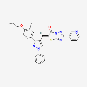 (5Z)-5-{[3-(3-Methyl-4-propoxyphenyl)-1-phenyl-1H-pyrazol-4-YL]methylene}-2-(3-pyridinyl)[1,3]thiazolo[3,2-B][1,2,4]triazol-6(5H)-one