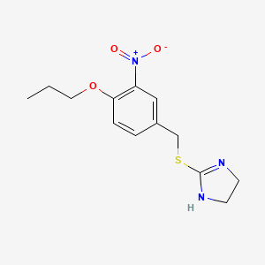 molecular formula C13H17N3O3S B11629697 2-(3-Nitro-4-propoxy-benzylsulfanyl)-4,5-dihydro-1H-imidazole 