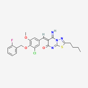 (6Z)-2-butyl-6-{3-chloro-4-[(2-fluorobenzyl)oxy]-5-methoxybenzylidene}-5-imino-5,6-dihydro-7H-[1,3,4]thiadiazolo[3,2-a]pyrimidin-7-one