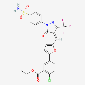 Ethyl 2-chloro-5-(5-{[(4Z)-5-oxo-1-(4-sulfamoylphenyl)-3-(trifluoromethyl)-4,5-dihydro-1H-pyrazol-4-ylidene]methyl}furan-2-YL)benzoate