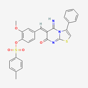 4-[(Z)-(5-imino-7-oxo-3-phenyl-5H-[1,3]thiazolo[3,2-a]pyrimidin-6(7H)-ylidene)methyl]-2-methoxyphenyl 4-methylbenzenesulfonate