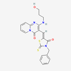 3-[(Z)-(3-benzyl-4-oxo-2-thioxo-1,3-thiazolidin-5-ylidene)methyl]-2-[(3-hydroxypropyl)amino]-4H-pyrido[1,2-a]pyrimidin-4-one