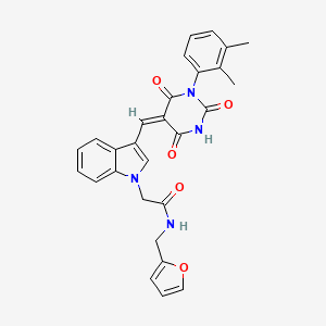 2-(3-{(E)-[1-(2,3-dimethylphenyl)-2,4,6-trioxotetrahydropyrimidin-5(2H)-ylidene]methyl}-1H-indol-1-yl)-N-(furan-2-ylmethyl)acetamide