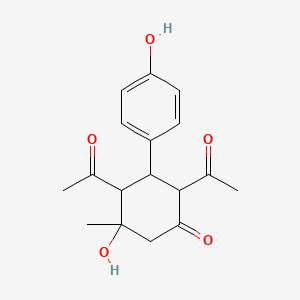 molecular formula C17H20O5 B11629800 2,4-Diacetyl-5-hydroxy-3-(4-hydroxyphenyl)-5-methylcyclohexanone CAS No. 259525-07-0