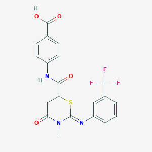 molecular formula C20H16F3N3O4S B11629806 4-({[(2Z)-3-methyl-4-oxo-2-{[3-(trifluoromethyl)phenyl]imino}-1,3-thiazinan-6-yl]carbonyl}amino)benzoic acid 