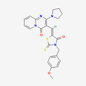 3-{(Z)-[3-(4-methoxybenzyl)-4-oxo-2-thioxo-1,3-thiazolidin-5-ylidene]methyl}-2-(pyrrolidin-1-yl)-4H-pyrido[1,2-a]pyrimidin-4-one