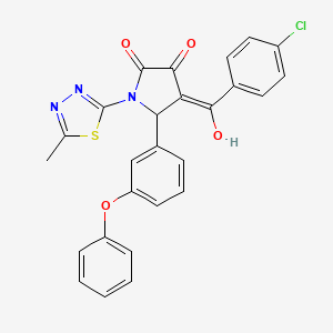 molecular formula C26H18ClN3O4S B11629830 4-[(4-chlorophenyl)carbonyl]-3-hydroxy-1-(5-methyl-1,3,4-thiadiazol-2-yl)-5-(3-phenoxyphenyl)-1,5-dihydro-2H-pyrrol-2-one 