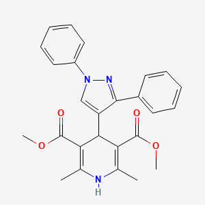 molecular formula C26H25N3O4 B11629841 Dimethyl 4-(1,3-diphenylpyrazol-4-yl)-2,6-dimethyl-1,4-dihydropyridine-3,5-dicarboxylate 