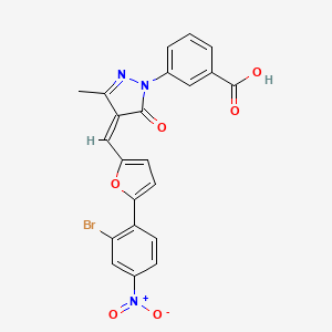 3-[(4Z)-4-{[5-(2-bromo-4-nitrophenyl)furan-2-yl]methylidene}-3-methyl-5-oxo-4,5-dihydro-1H-pyrazol-1-yl]benzoic acid