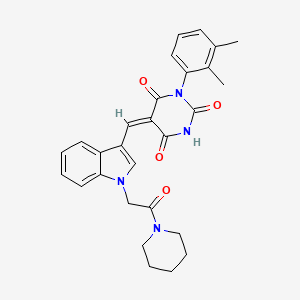 molecular formula C28H28N4O4 B11629902 (5E)-1-(2,3-dimethylphenyl)-5-({1-[2-oxo-2-(piperidin-1-yl)ethyl]-1H-indol-3-yl}methylidene)pyrimidine-2,4,6(1H,3H,5H)-trione 