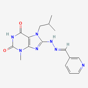 molecular formula C16H19N7O2 B11629904 3-methyl-7-(2-methylpropyl)-8-[(2E)-2-(pyridin-3-ylmethylidene)hydrazinyl]-3,7-dihydro-1H-purine-2,6-dione 