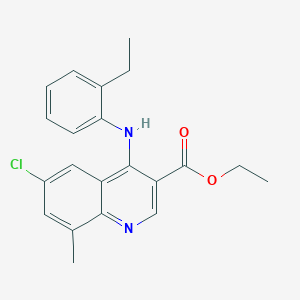 molecular formula C21H21ClN2O2 B11629928 Ethyl 6-chloro-4-[(2-ethylphenyl)amino]-8-methylquinoline-3-carboxylate 