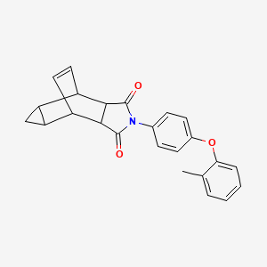 molecular formula C24H21NO3 B11629929 2-[4-(2-methylphenoxy)phenyl]hexahydro-4,6-ethenocyclopropa[f]isoindole-1,3(2H,3aH)-dione 