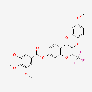 molecular formula C27H21F3O9 B11629949 3-(4-methoxyphenoxy)-4-oxo-2-(trifluoromethyl)-4H-chromen-7-yl 3,4,5-trimethoxybenzoate 