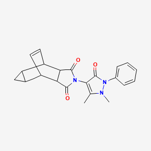 molecular formula C22H21N3O3 B11629957 2-(1,5-dimethyl-3-oxo-2-phenyl-2,3-dihydro-1H-pyrazol-4-yl)hexahydro-4,6-ethenocyclopropa[f]isoindole-1,3(2H,3aH)-dione 