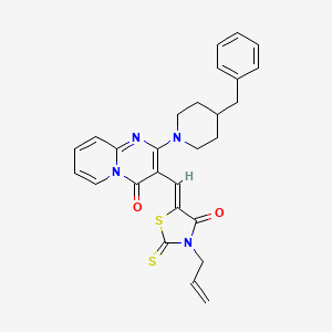 molecular formula C27H26N4O2S2 B11629967 2-(4-benzylpiperidin-1-yl)-3-{(Z)-[4-oxo-3-(prop-2-en-1-yl)-2-thioxo-1,3-thiazolidin-5-ylidene]methyl}-4H-pyrido[1,2-a]pyrimidin-4-one 