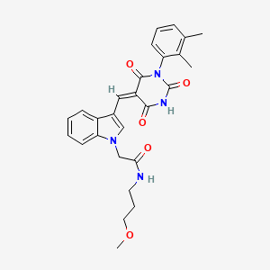 molecular formula C27H28N4O5 B11629998 2-(3-{(E)-[1-(2,3-dimethylphenyl)-2,4,6-trioxotetrahydropyrimidin-5(2H)-ylidene]methyl}-1H-indol-1-yl)-N-(3-methoxypropyl)acetamide 