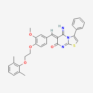 (6Z)-6-{4-[2-(2,6-dimethylphenoxy)ethoxy]-3-methoxybenzylidene}-5-imino-3-phenyl-5,6-dihydro-7H-[1,3]thiazolo[3,2-a]pyrimidin-7-one