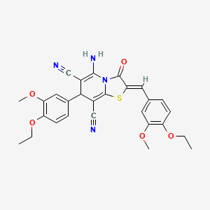 (2Z)-5-amino-2-(4-ethoxy-3-methoxybenzylidene)-7-(4-ethoxy-3-methoxyphenyl)-3-oxo-2,3-dihydro-7H-[1,3]thiazolo[3,2-a]pyridine-6,8-dicarbonitrile