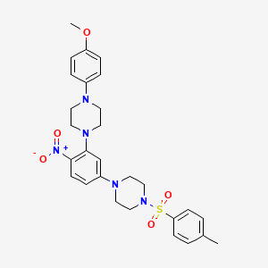 molecular formula C28H33N5O5S B11630032 1-(4-Methoxyphenyl)-4-(5-{4-[(4-methylphenyl)sulfonyl]piperazin-1-yl}-2-nitrophenyl)piperazine 