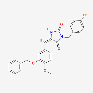 molecular formula C25H21BrN2O4 B11630044 (5E)-5-[3-(benzyloxy)-4-methoxybenzylidene]-3-(4-bromobenzyl)imidazolidine-2,4-dione 