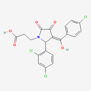 molecular formula C20H14Cl3NO5 B11630045 3-[(3E)-3-[(4-chlorophenyl)(hydroxy)methylidene]-2-(2,4-dichlorophenyl)-4,5-dioxopyrrolidin-1-yl]propanoic acid 