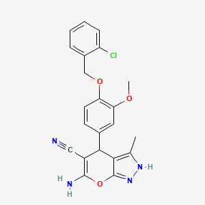 6-Amino-4-(4-((2-chlorobenzyl)oxy)-3-methoxyphenyl)-3-methyl-1,4-dihydropyrano[2,3-c]pyrazole-5-carbonitrile