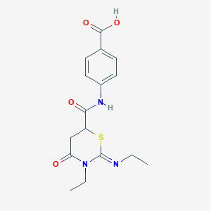 molecular formula C16H19N3O4S B11630066 4-({[(2Z)-3-ethyl-2-(ethylimino)-4-oxo-1,3-thiazinan-6-yl]carbonyl}amino)benzoic acid 